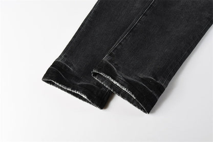 Purple Brand Black Gray Multi-Patch Ripped Jeans 9135