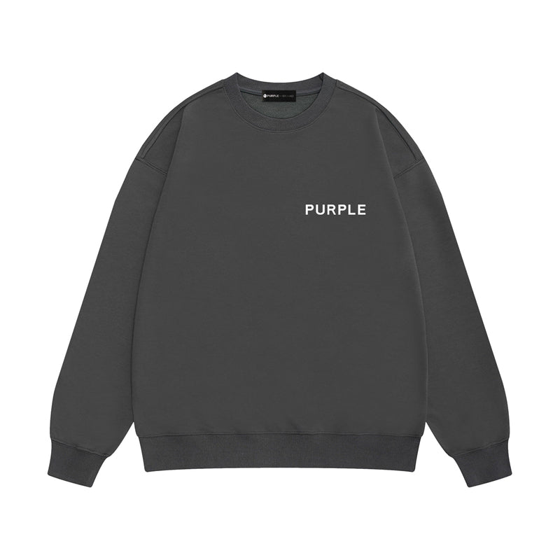 Purple Brand Dissolving Face Back Print Crewneck Sweatshirt