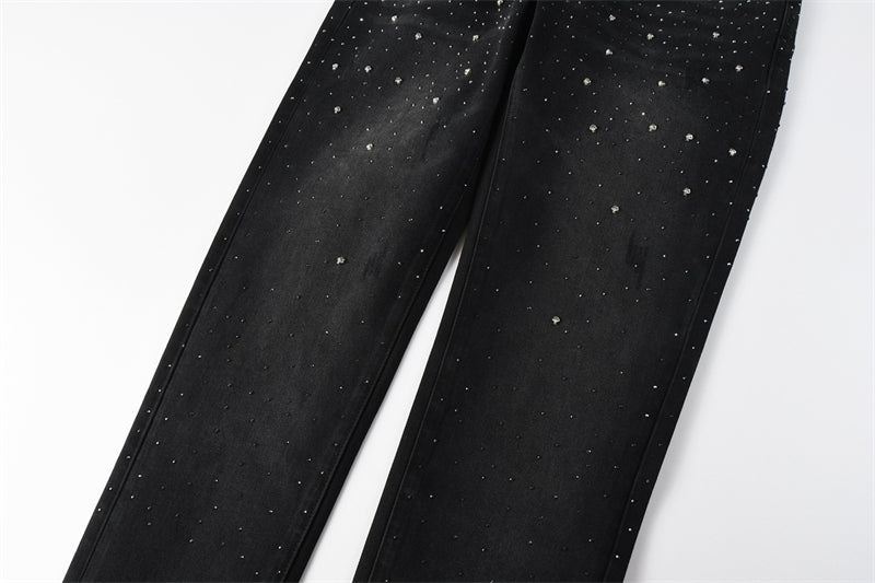 Purple Brand Black Crystal Rhinestone Skinny Jeans 9130