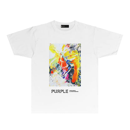 Purple Brand Abstract Oil Painting Print Tee