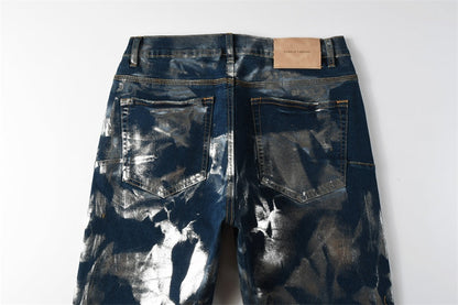 Purple Brand Blue Gradient Metallic Foil Skinny Jeans 9134