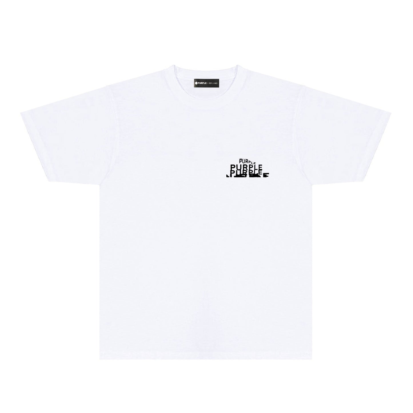 Purple Brand Glitch Stacked Wordmark Back Print Tee