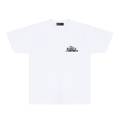 Purple Brand Glitch Stacked Wordmark Back Print Tee