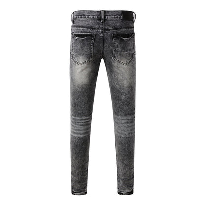 Purple Brand P Logo Slash Cut Slim Jeans 9105
