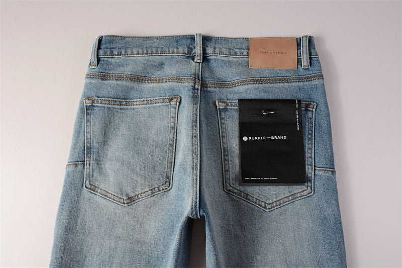 Purple Brand Scattered Rip Leather Patch Slim Jeans 9075