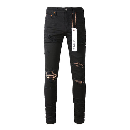 Purple Brand Black Multi-Rip Slim Jeans 9022