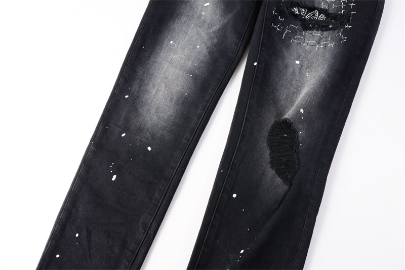 Purple Brand Paisley Embroidery Patch Slim Jeans 9099