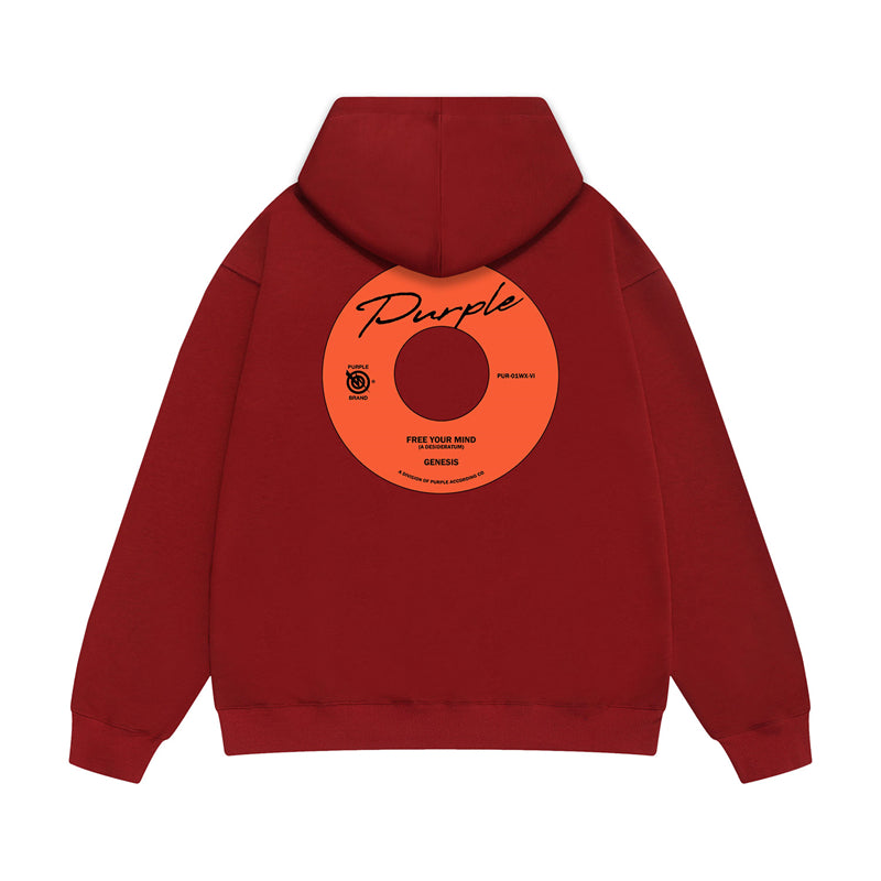 Purple Brand Vinyl Record Label Pullover Hoodie